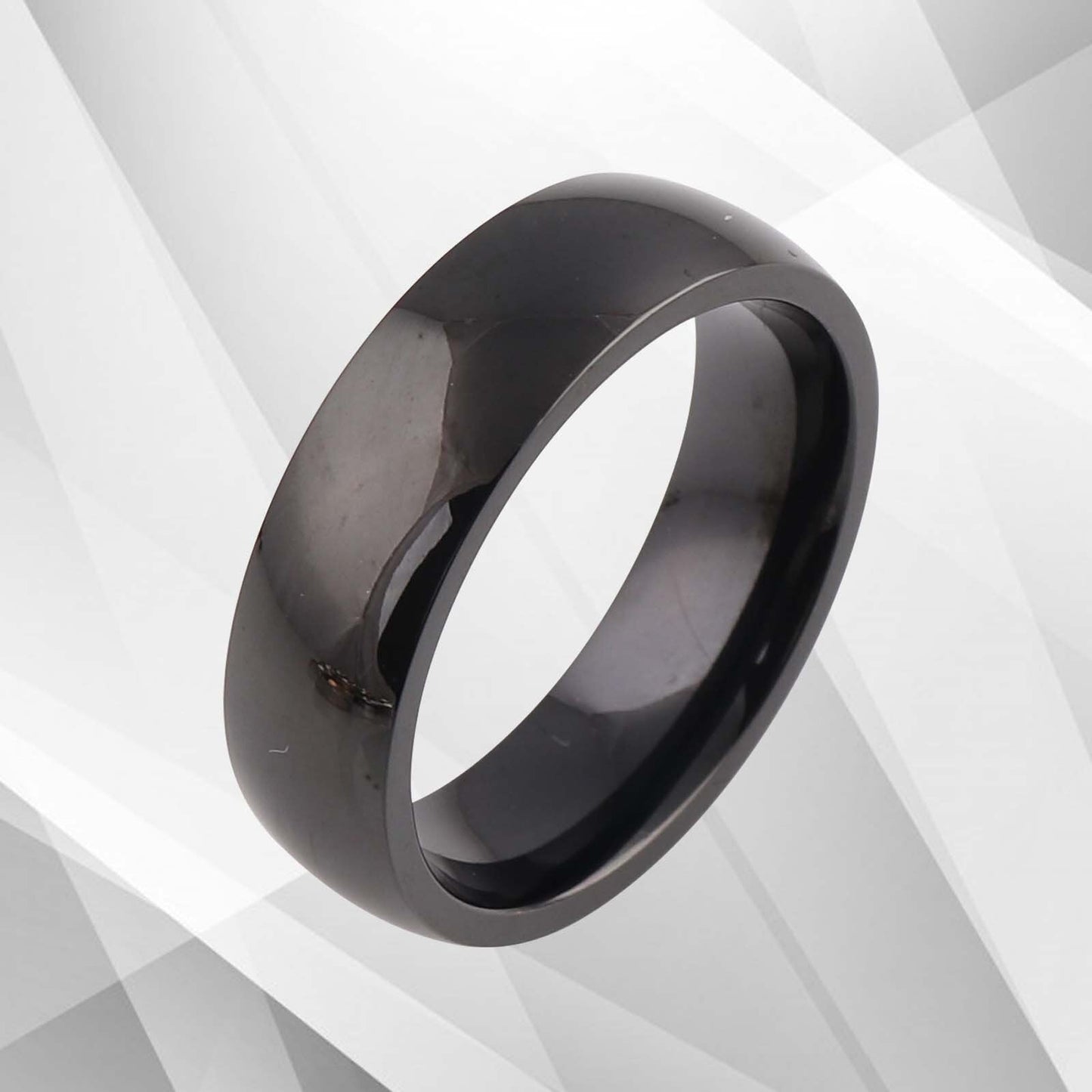 6mm Men's Sparkling Anniversary Black Titanium Wedding Band Ring Comfort Fit UK, Ring Size N