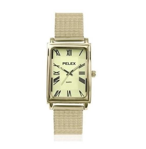 PELEX Gents Roman Numerals Glow In The Dark Dial Expandable Bracelet Quartz Watch PLX-021-GOLD-LUM