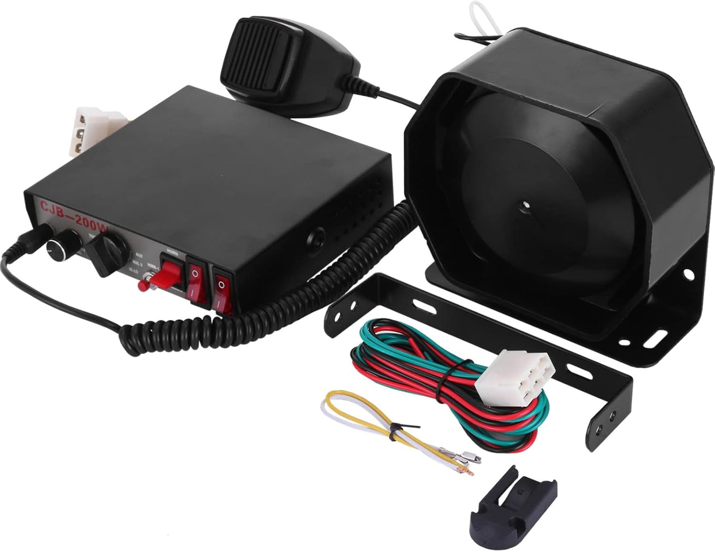VEVOR 200W Siren Bundle 8 Tones Emergency Warning Siren with PA Speaker MIC System Vehicle Siren Box Fit for Police, Ambulance, Fire Fighting and Engineer Vehicles