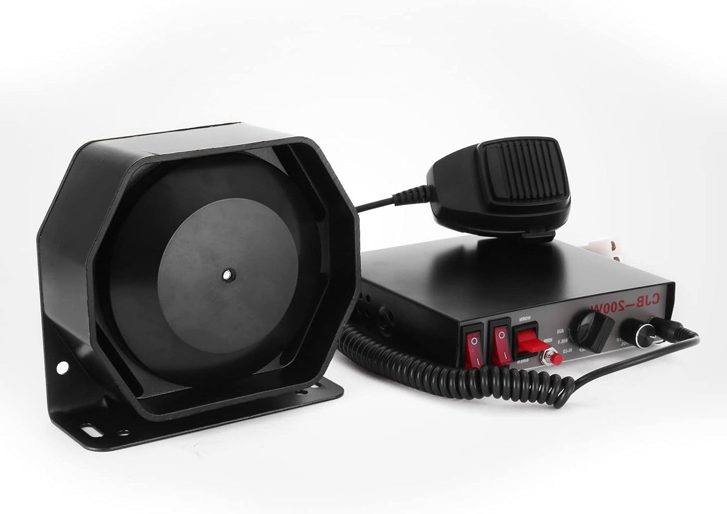 VEVOR 200W Siren Bundle 8 Tones Emergency Warning Siren with PA Speaker MIC System Vehicle Siren Box Fit for Police, Ambulance, Fire Fighting and Engineer Vehicles