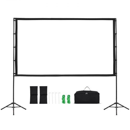 Tripod Projector Screen with 2 Stands 100 Inch 160? Wide Angle 4K HD 16:9