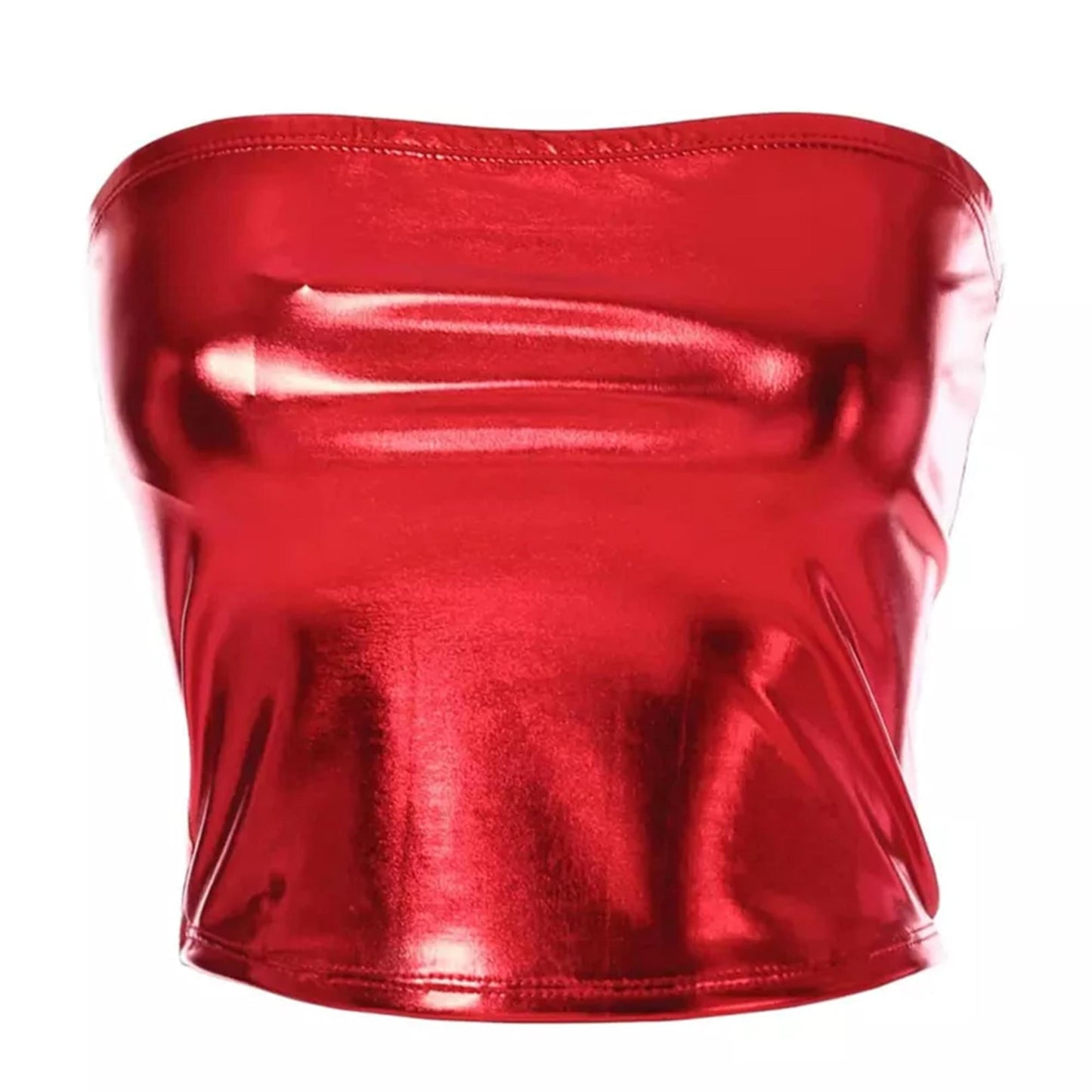Liquid Red Metal Bandeau Adult Costume Top | Large