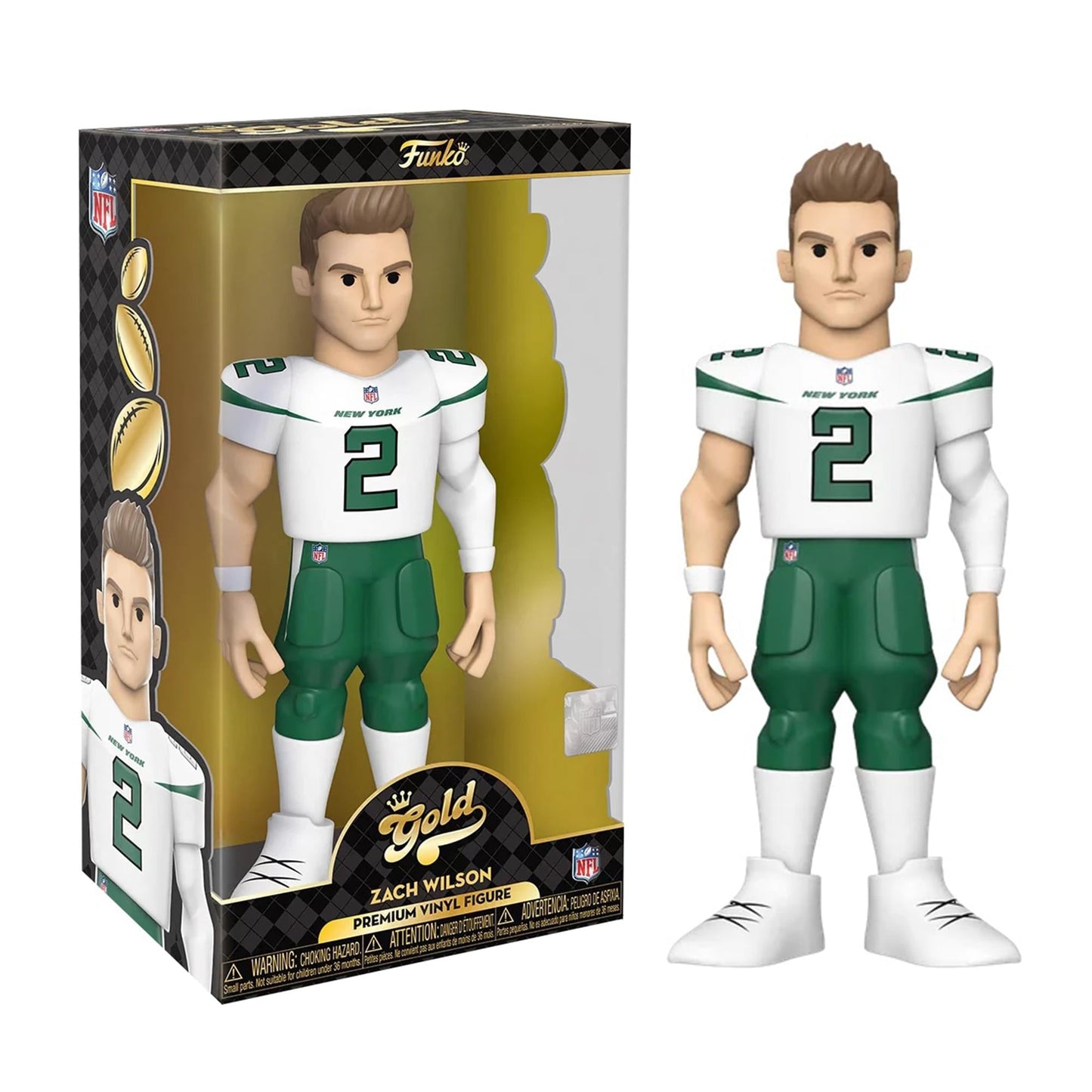 NY Jets NFL Funko Gold 12 Inch Vinyl Figure | Zach Wilson