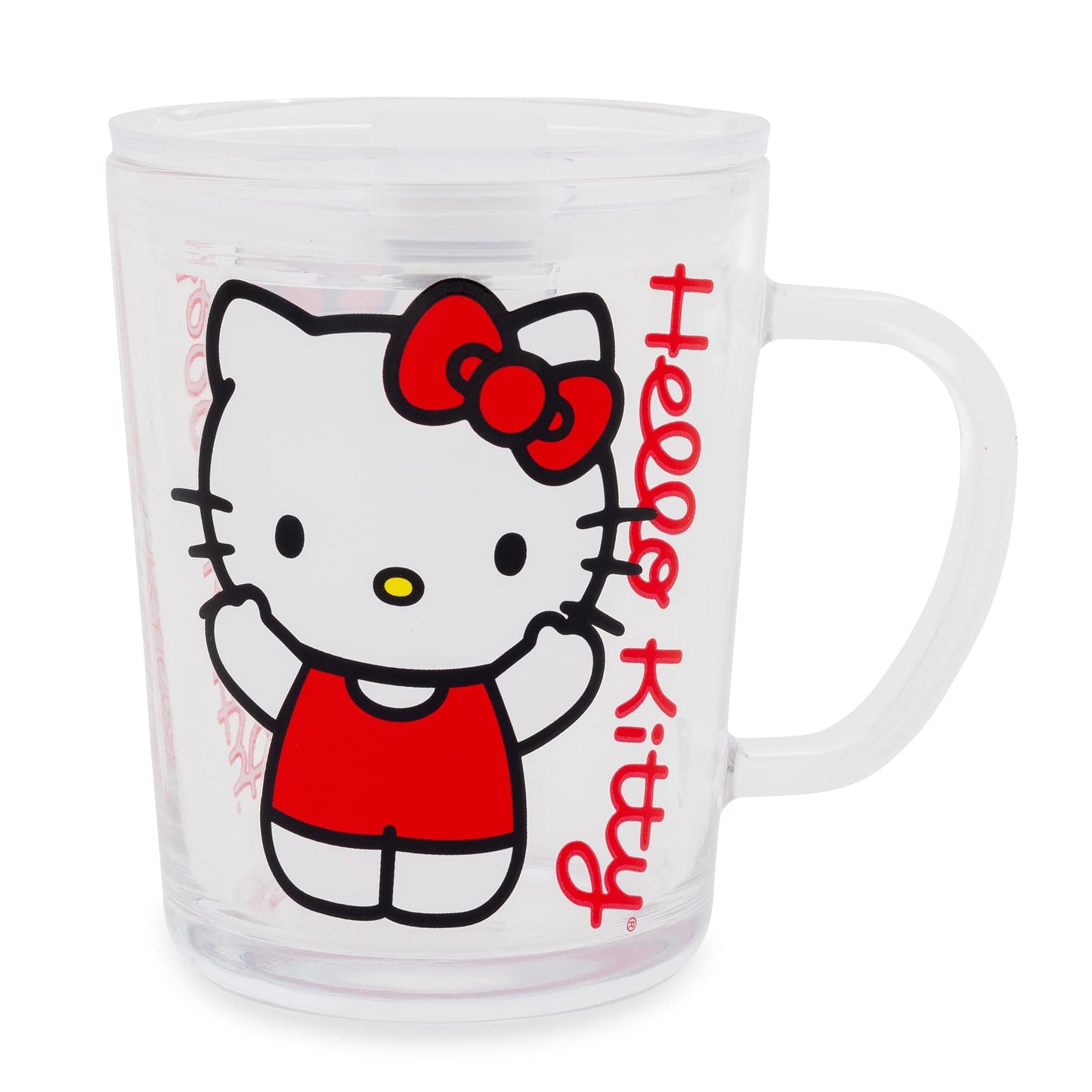 Sanrio Hello Kitty Red Outfit Glass Mug With Lid | Holds 14 Ounces
