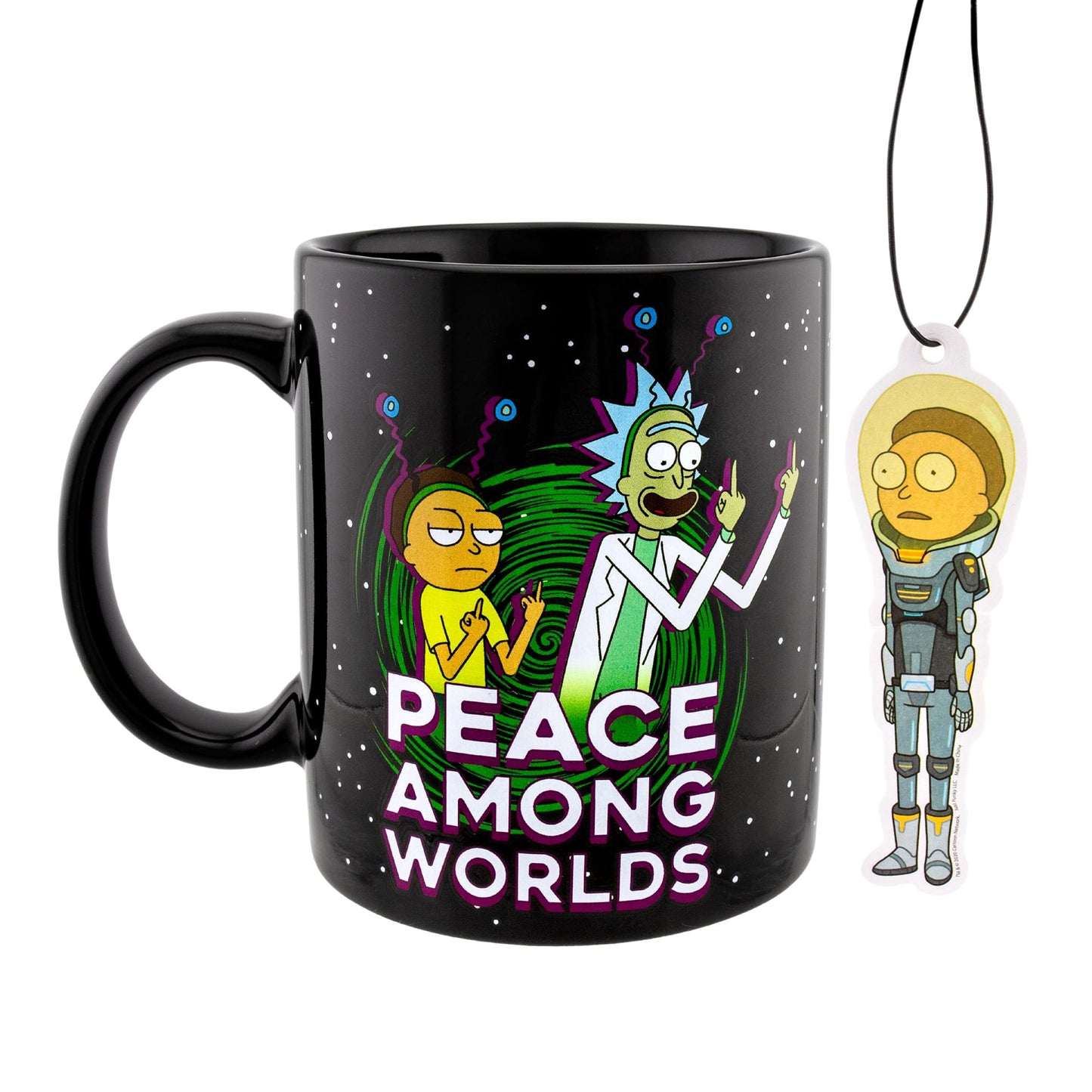 Rick and Morty "Peace Among Worlds" 16 Ounce Mug & Air Freshener Set