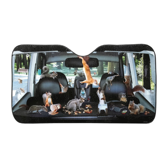 Car Full of Squirrels 50" x 27-1/2" Auto Sunshade