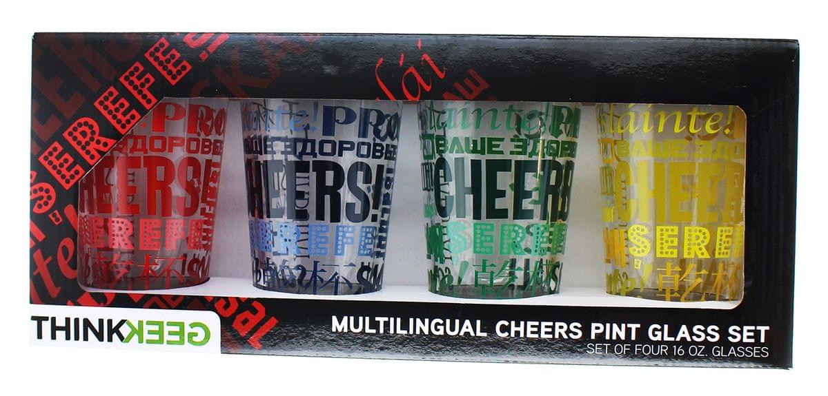 Multilingual Cheers Pint Glass: Set of 4