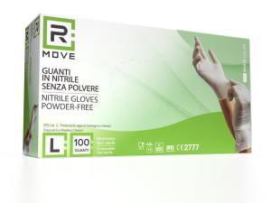 RMove 1Conf. da 100pz Tg.L - Guanti Nitrile Bianco Uso Medico Senza Polvere