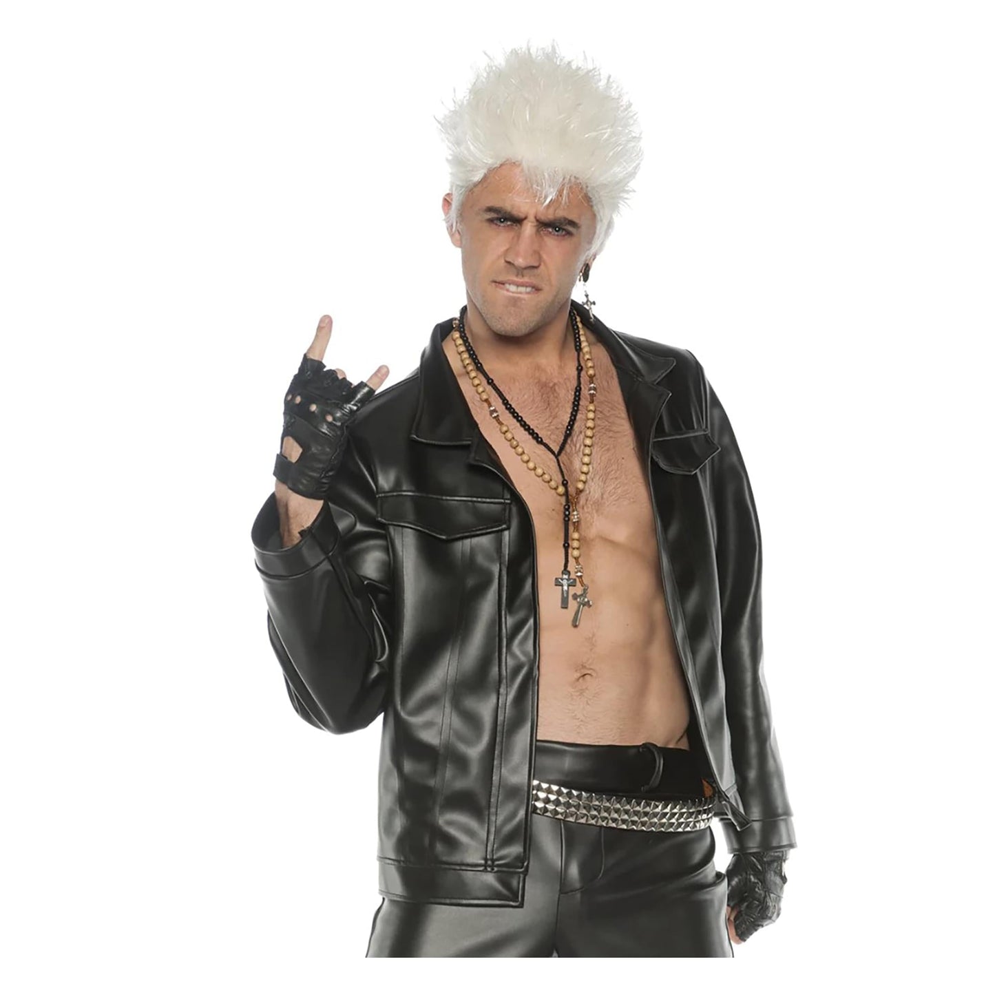 80s Rebel Rocker Faux Leather Jacket Adult Costume | XXL