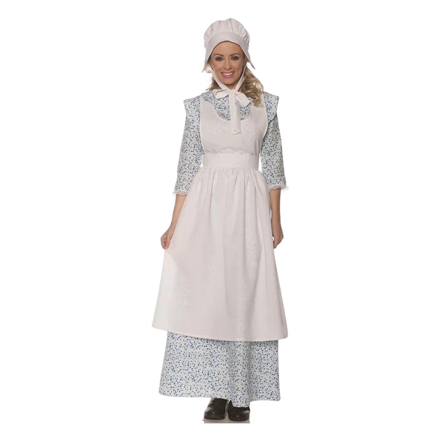 Pioneer Womens Costume with Apron and Bonnet | Medium