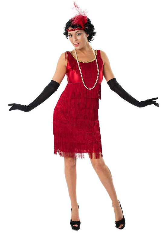 1920s Red Flapper Women's Costume Dress - Large
