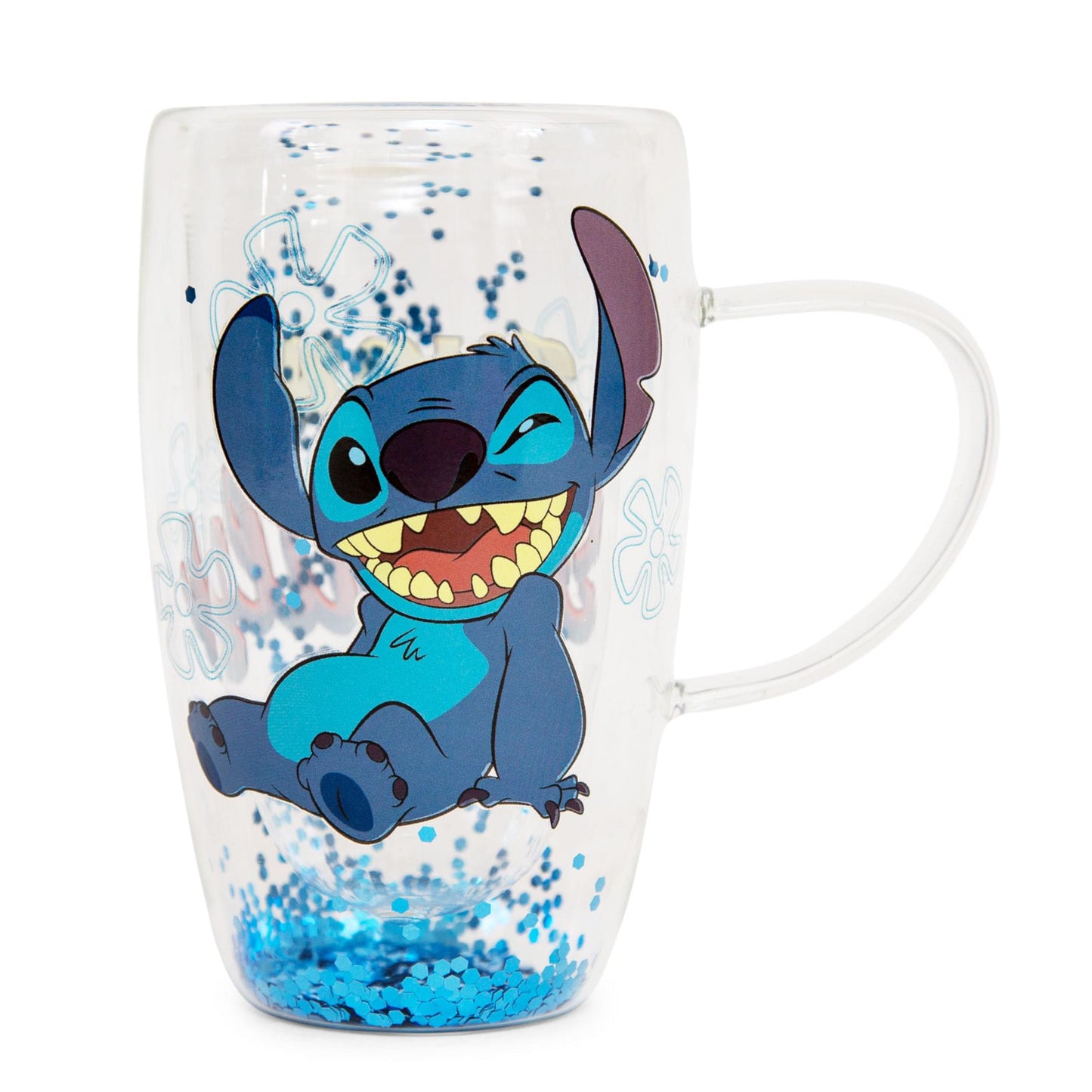 Disney Lilo & Stitch "Ohana Means Family" Confetti Glass Mug | Holds 15 Ounces