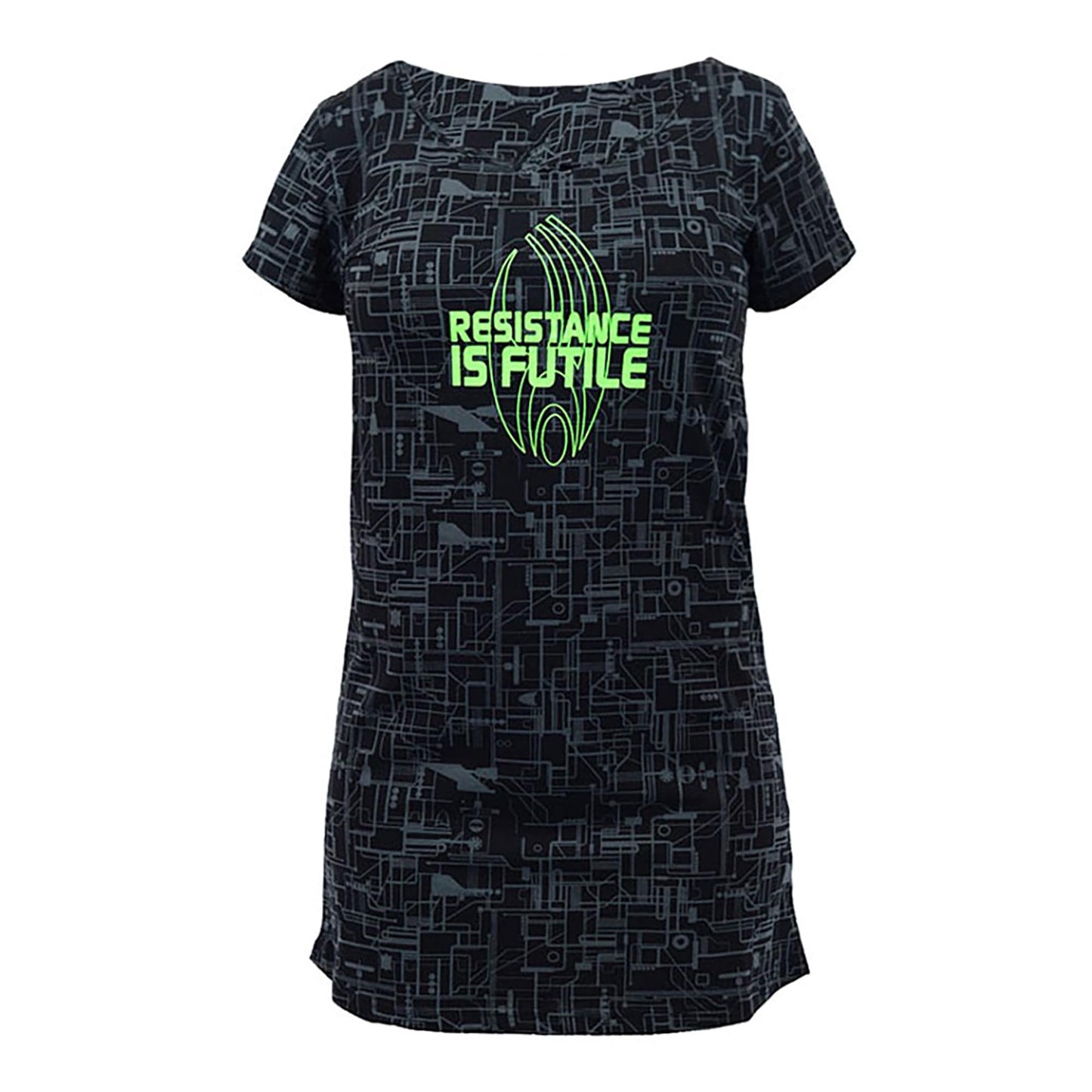 Star Trek Resistance is Futile Glow Ladies Sleep Shirt | Black | Small