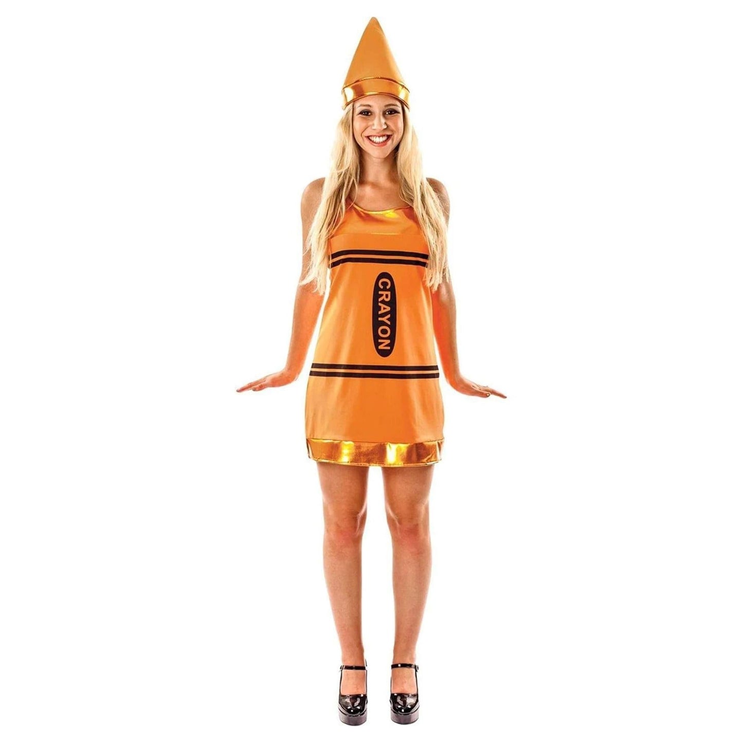 Women's Orange Crayon Fancy Dress Costume XL1