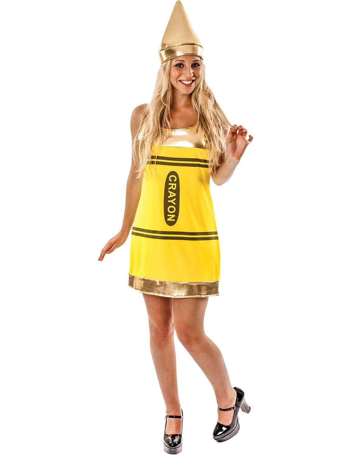 Women's Yellow Crayon Fancy Dress Costume LGE,
