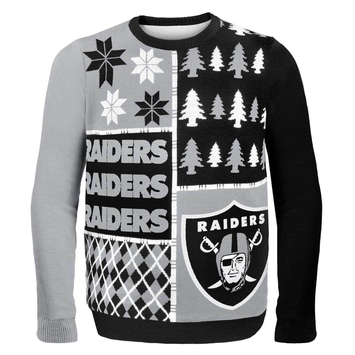 Oakland Raiders Busy Block NFL Ugly Sweater Large