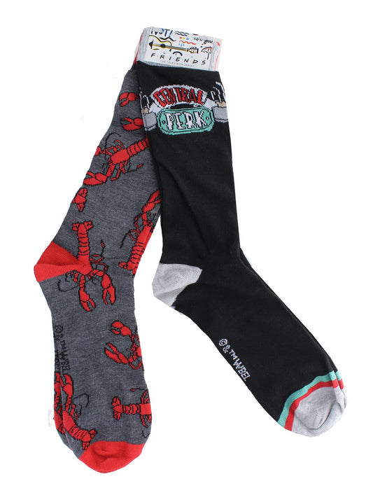 Friends Lobster & Central Perk Unisex Novelty Crew Socks | 2 Pairs | Size 6-12