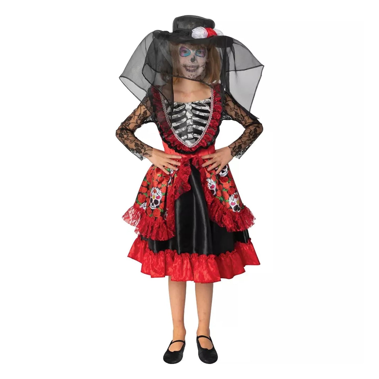 Roses & Skull Catrina Premium Child Costume | Medium