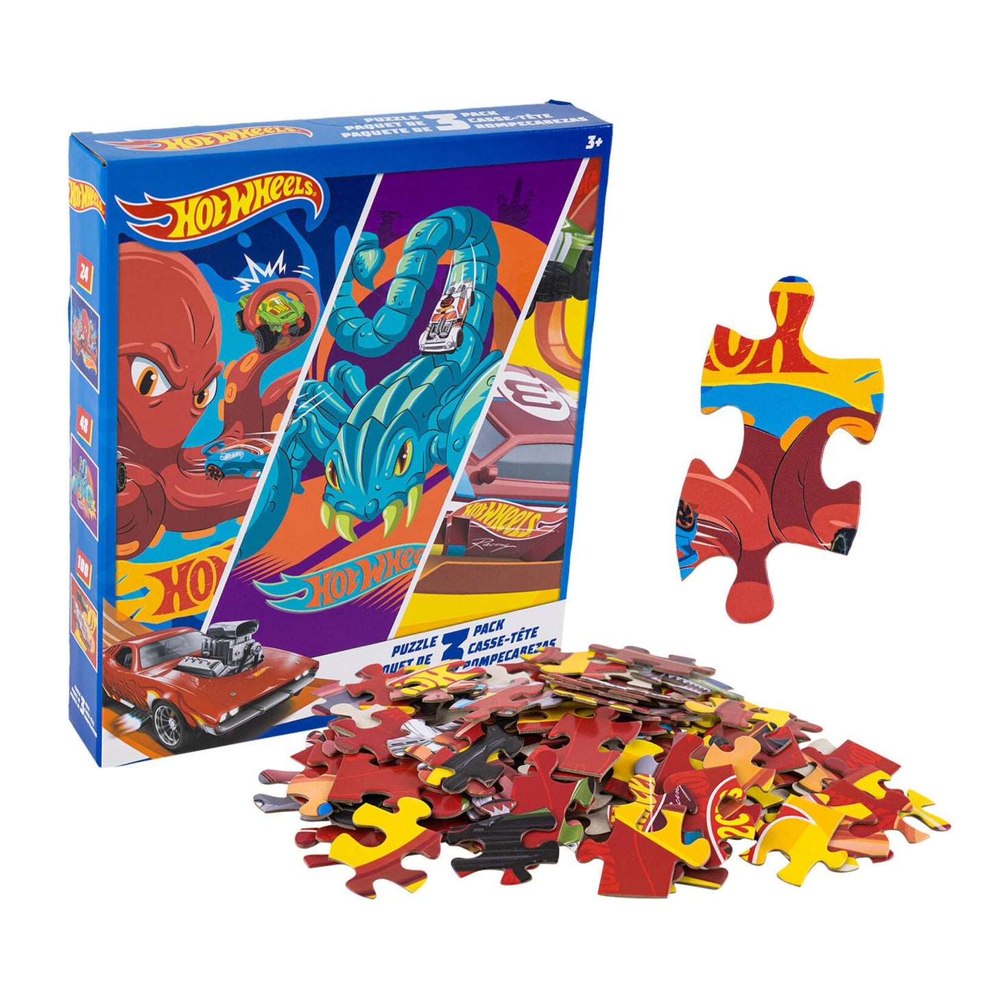 Hot Wheels Jigsaw Puzzle 3 Pack | 24, 48, & 100 Pieces