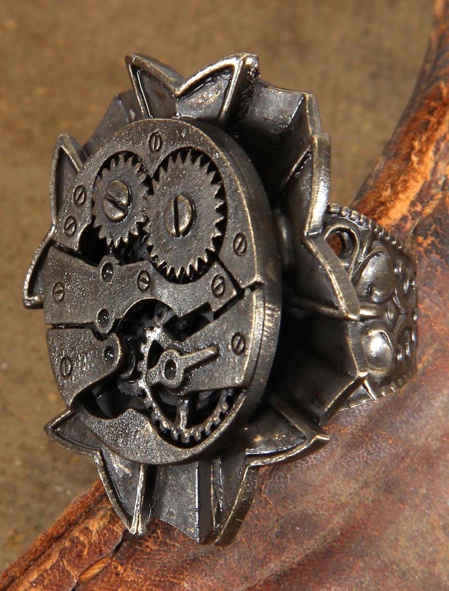 Steampunk Antique Watch Gears Costume Ring Adult One Size