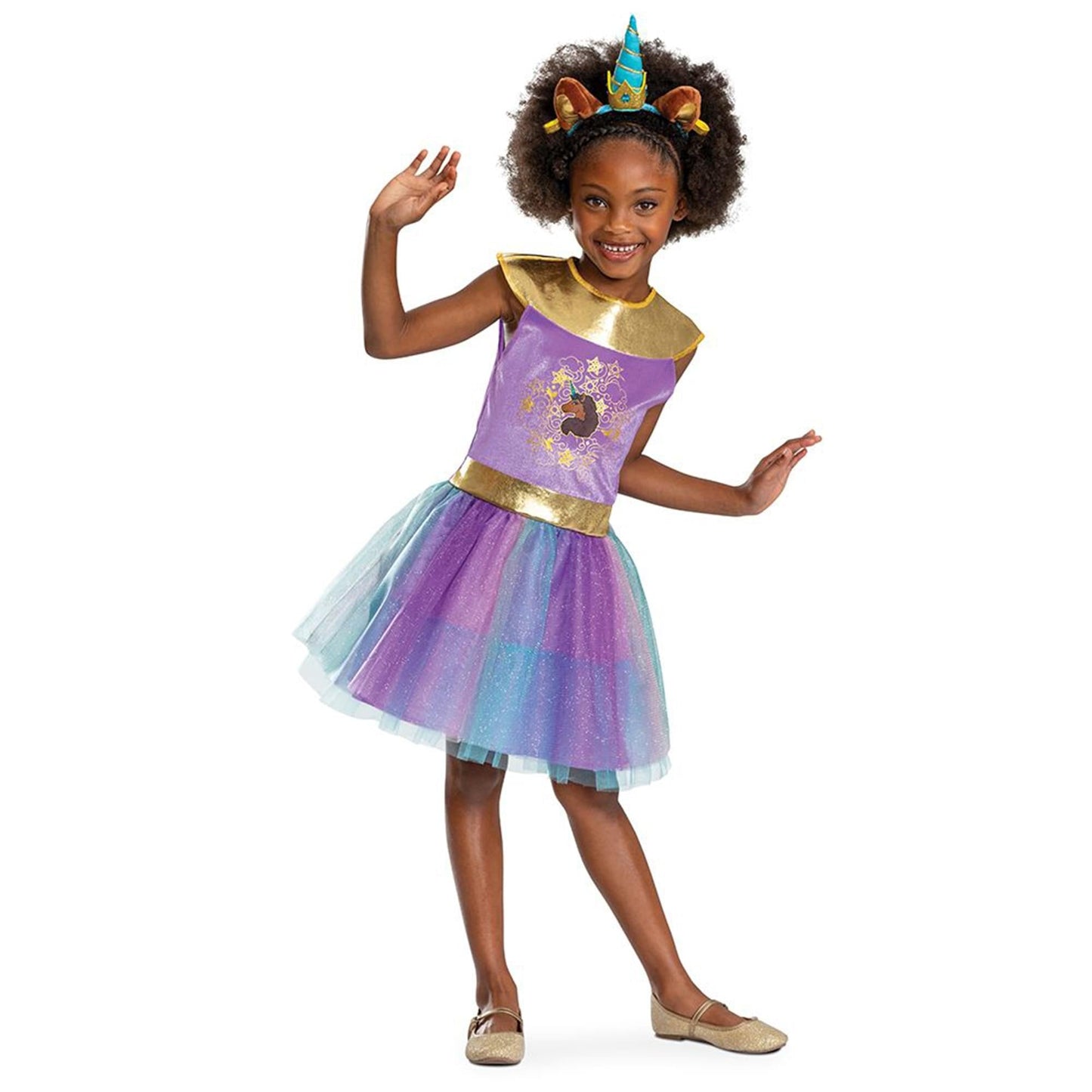 Afro Unicorn Classic Girls Costume | XS (3T-4T)