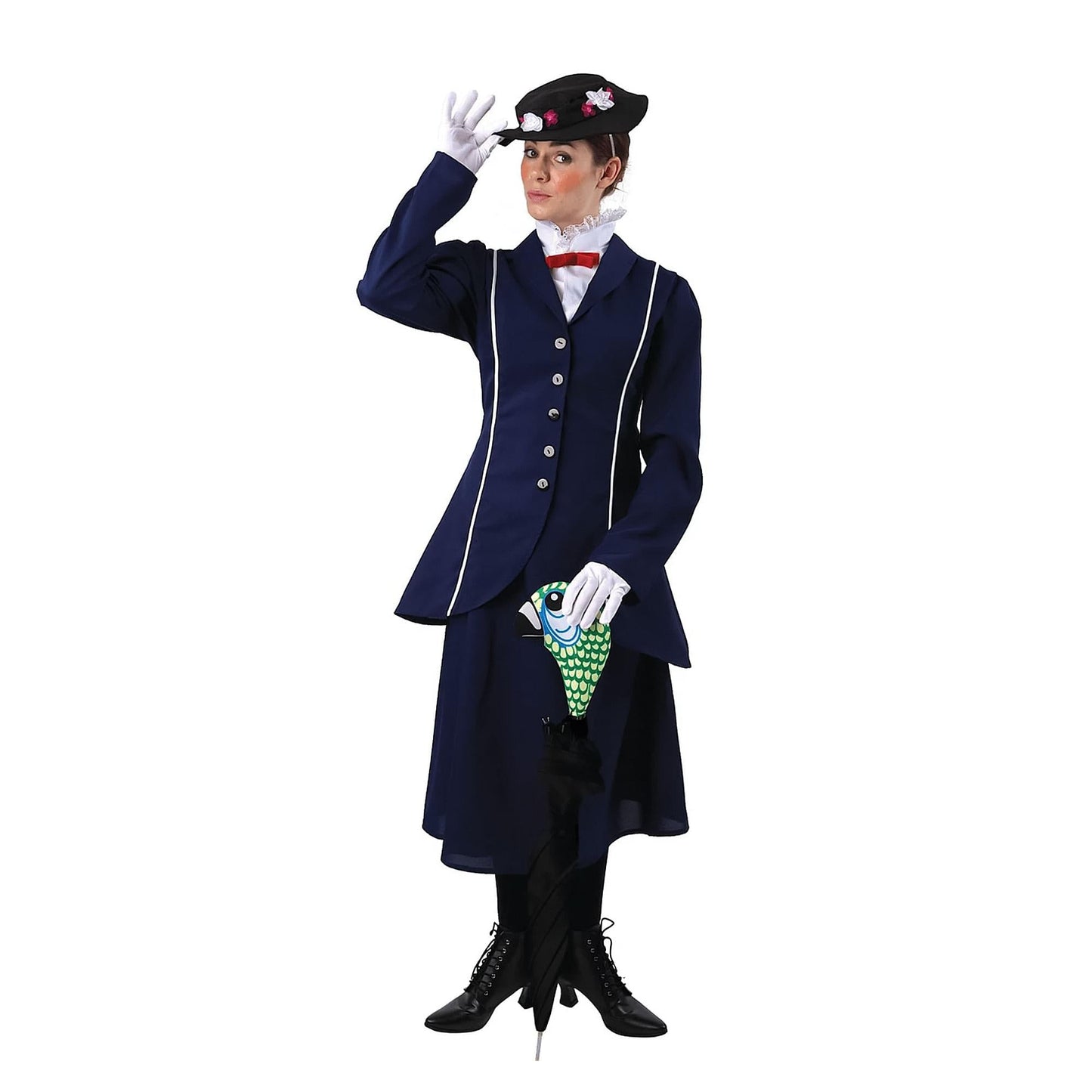 Magical Nanny Adult Costume w/ Parrot Head Umbrella Cover - Small