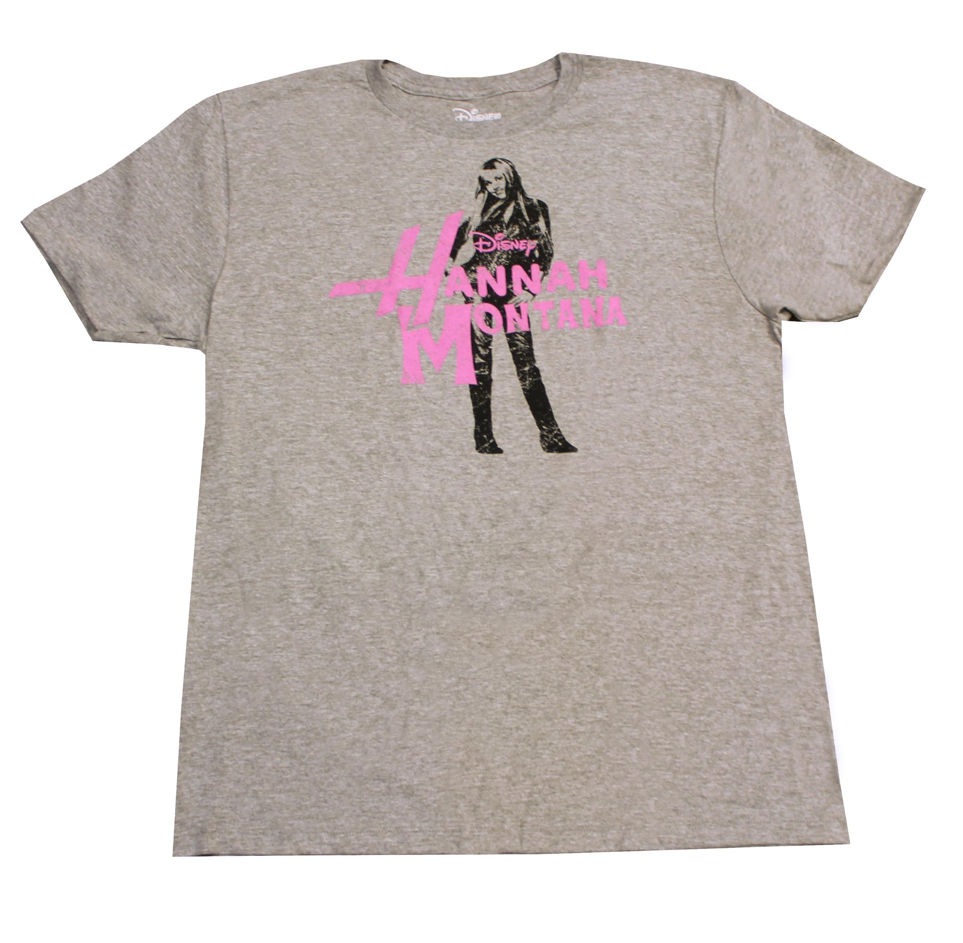 Disney Hannah Montana Hot Pink Logo Grey T-Shirt | X-Large