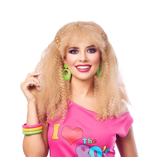 80's Crimped Adult Costume Wig | Blonde
