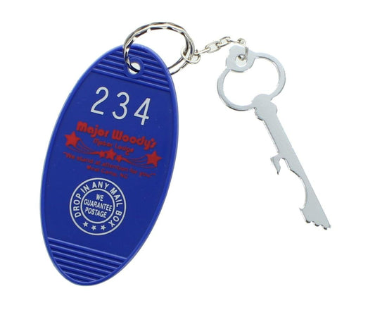 Retro Motel Key Fob - Major Woody's Blue