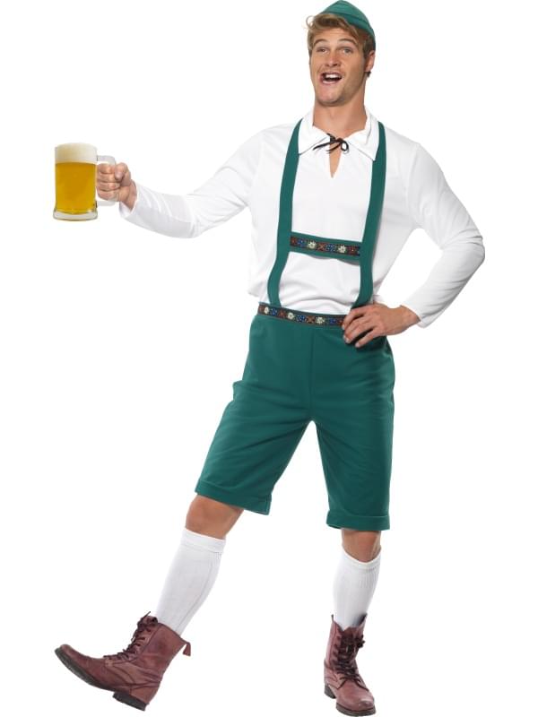 Oktoberfest Lederhosen Costume Adult: Green Large