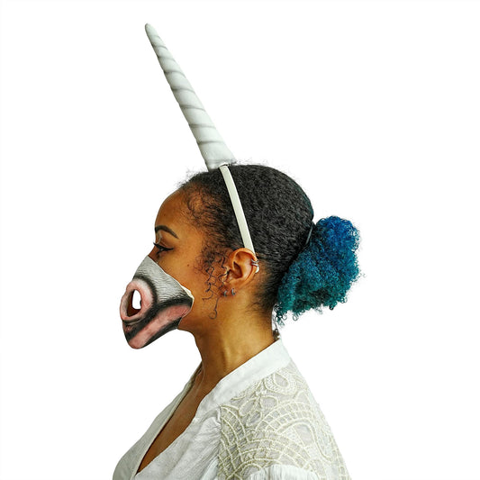 Unicorn Adult Costume Horn Headband & Nose Set