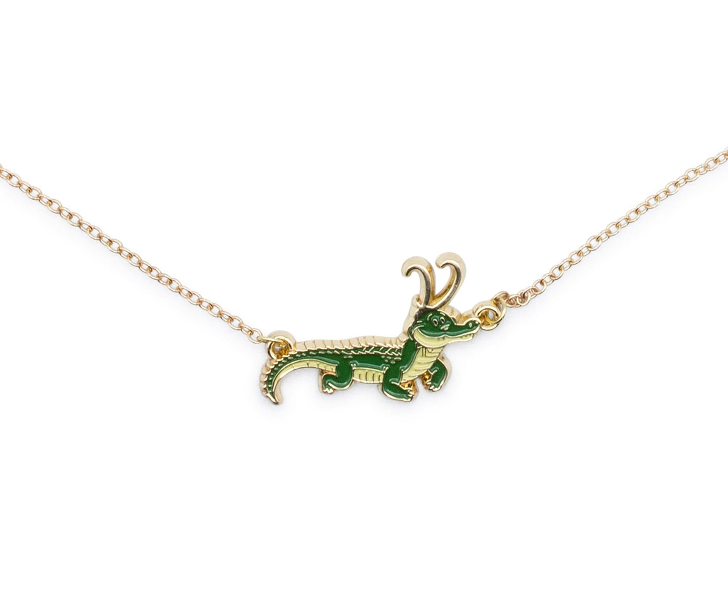 Marvel Studios Loki Alligator Pendant Necklace with Gold Chain