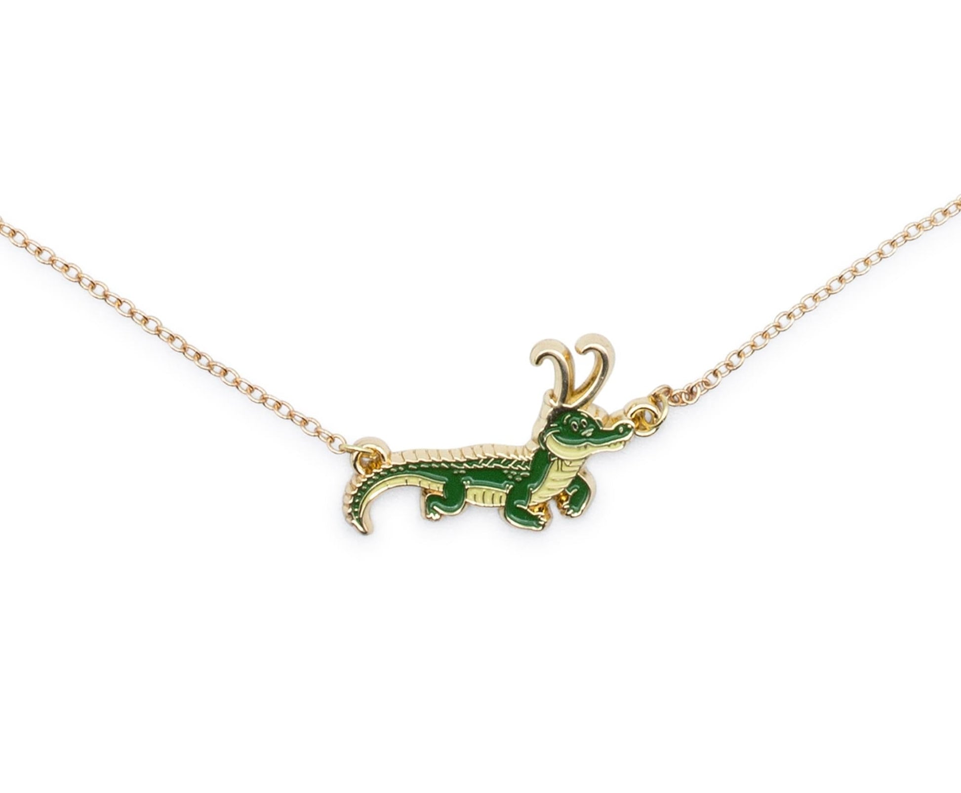 Marvel Studios Loki Alligator Pendant Necklace with Gold Chain
