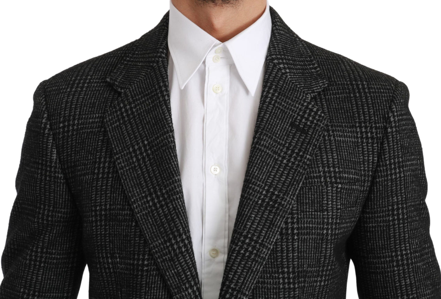Gray Plaid Check Slim Fit Jacket Blazer