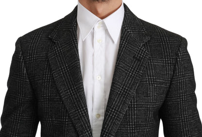 Gray Plaid Check Slim Fit Jacket Blazer