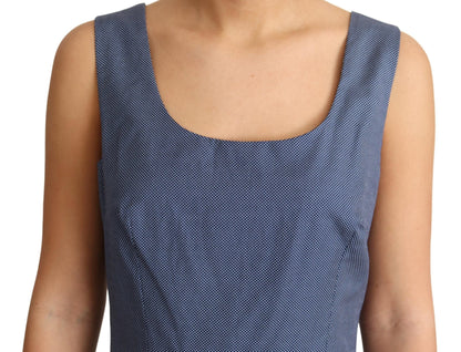 Blue Polka Cotton A-Line Stretch Dress