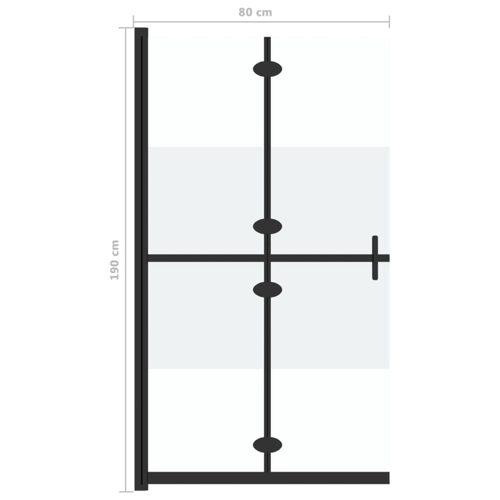 Foldable Walk-in Shower Wall Half Frosted ESG Glass 31.5"x74.8"