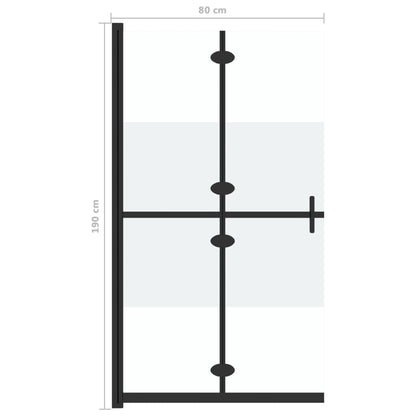 Foldable Walk-in Shower Wall Half Frosted ESG Glass 31.5"x74.8"