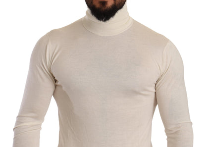 Cream Cashmere Turtleneck Pullover Sweater