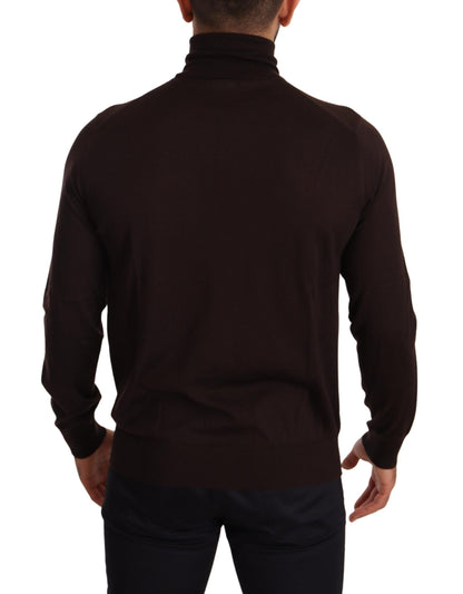 Brown Cashmere Turtleneck Pullover Sweater