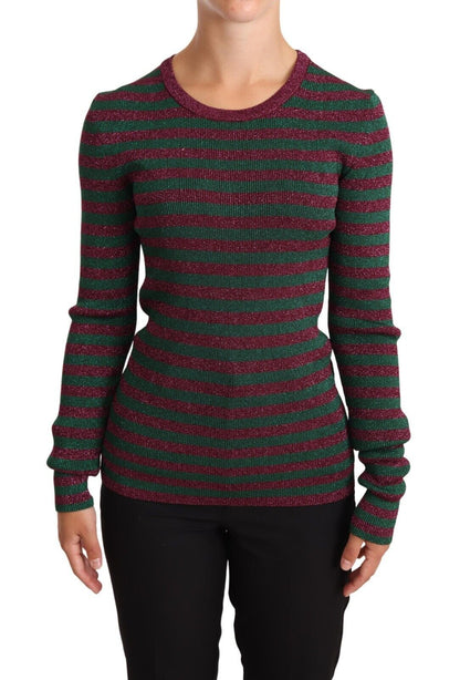 Multicolor Striped Crew Neck Pullover Sweater
