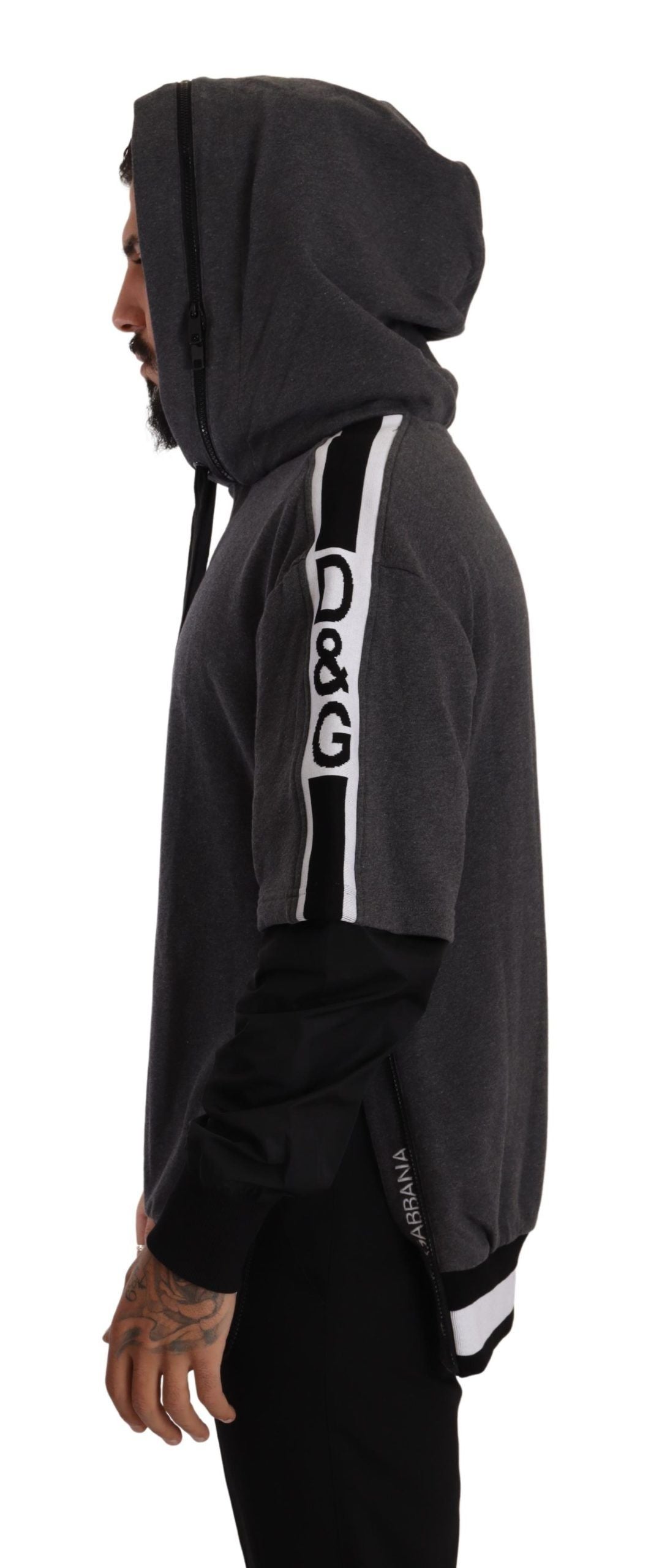 Gray Black Cotton Hooded #DGMILLENNIALS Sweater