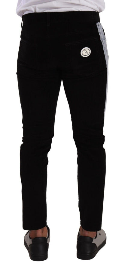 Black Cotton Stretch Skinny Corduroy Jeans