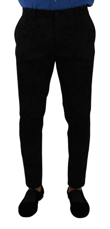 Black Brocade Skinny Formal Trouser Dress Pants