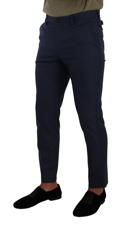Dark Blue Wool Skinny Formal Dress Pants