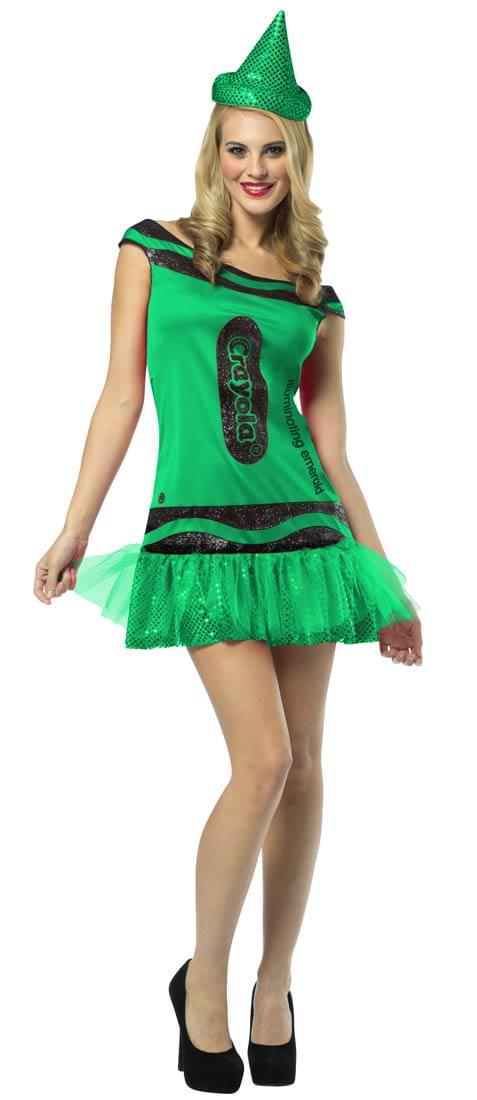 Crayola Glitz & Glitter Dress Costume Adult: Illuminating Emerald 4-10