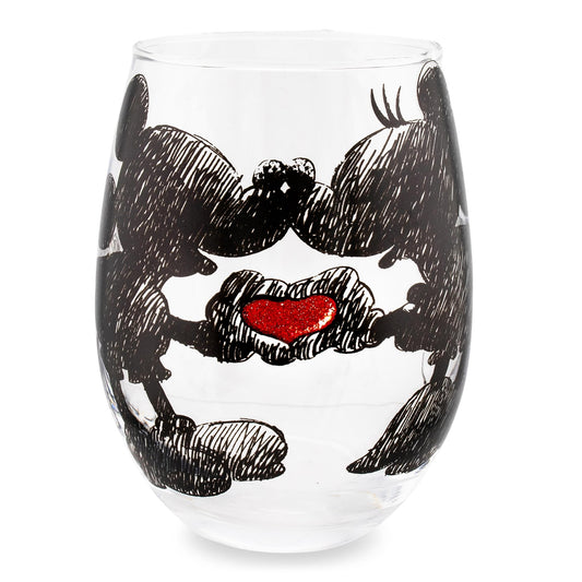 Disney Mickey and Minnie Sketchbook Stemless Wine Glass | Holds 20 Ounces