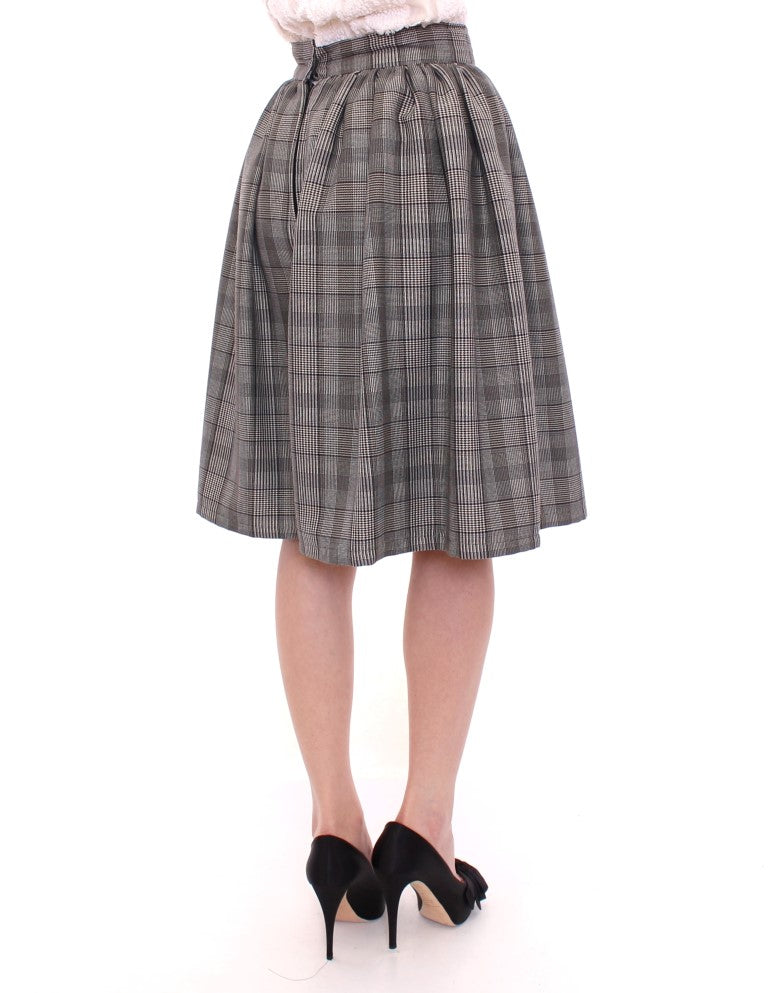 Gray Checkered Wool Shorts Skirt