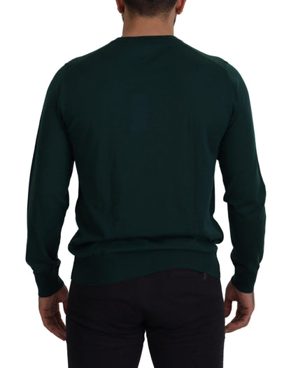 Green Cashmere Crewneck Pullover Sweater
