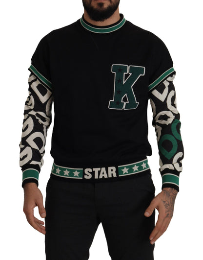Black Green Cotton KING Star Crewneck Pullover Sweater